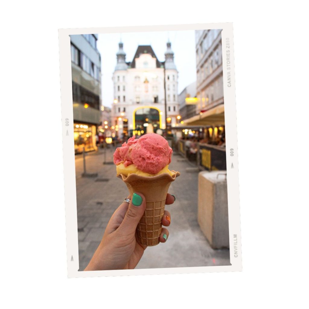 eating ice-cream in Vienna