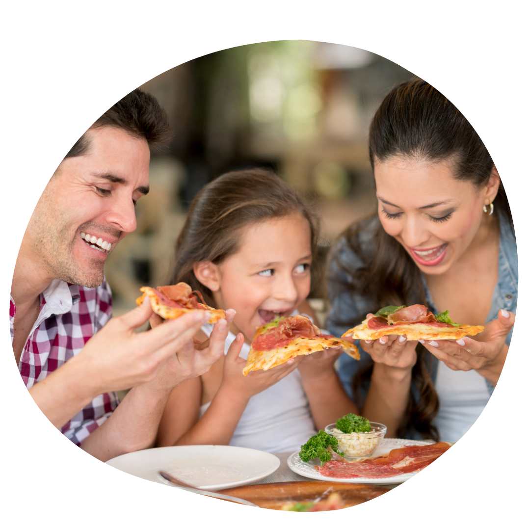 Family eating with kids at Pizzeria in Bristol