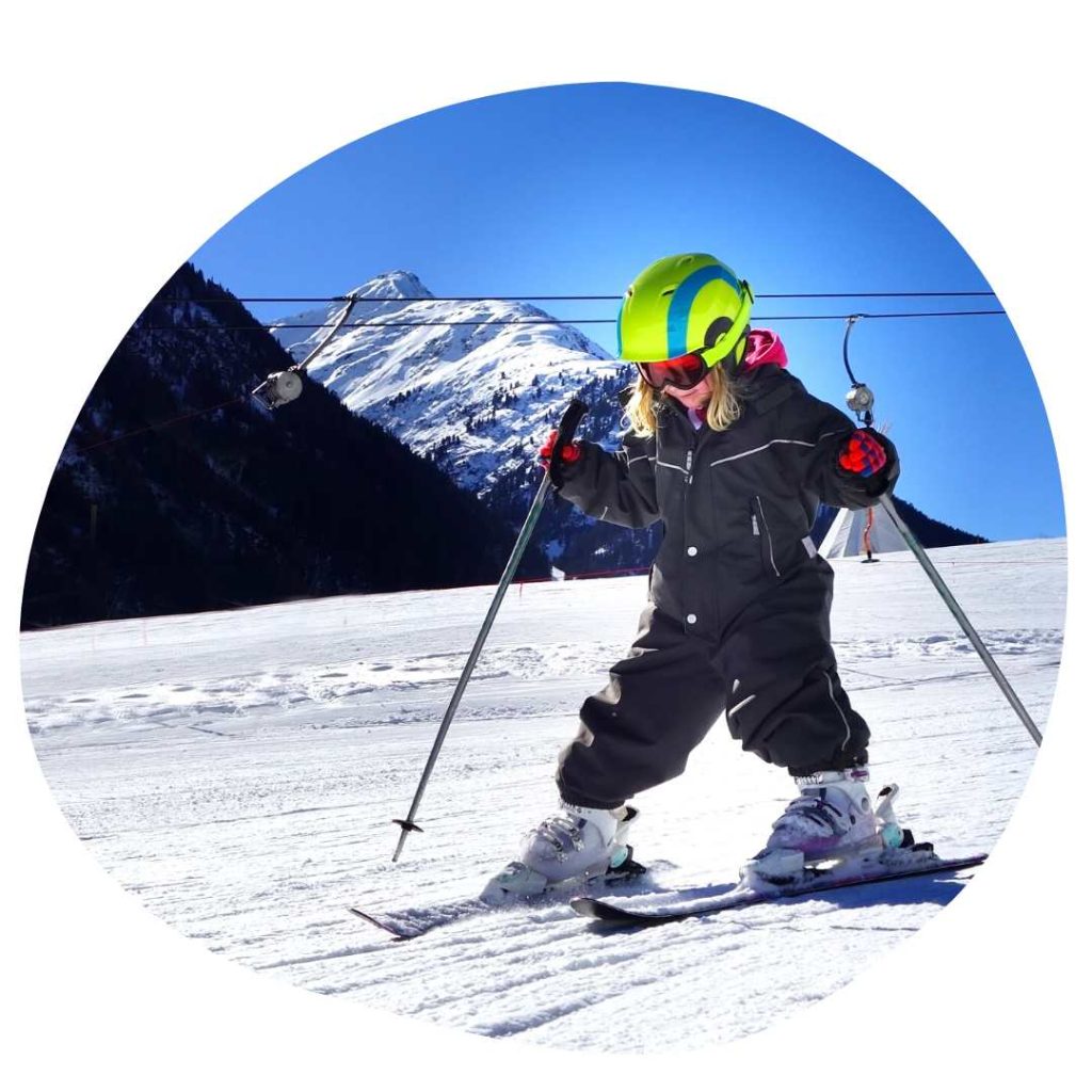 young girl skiing in Tirol Austria